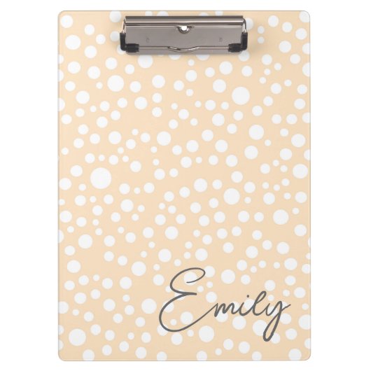 Eenvoudig wit gestippeld patroon op perzik achterg klembord (Voorkant)