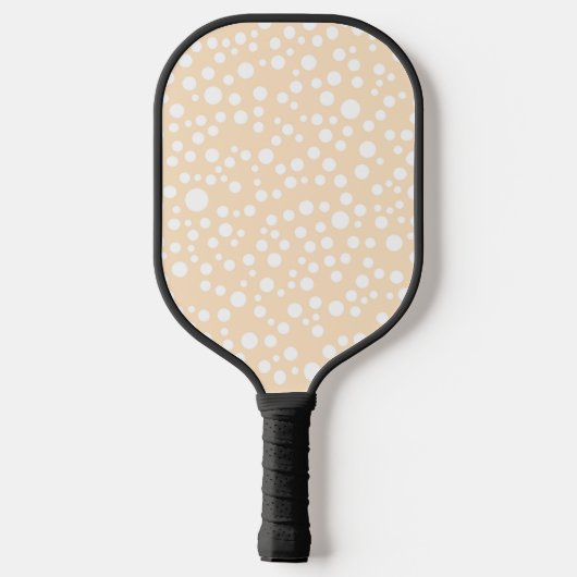 Eenvoudig wit gestippeld patroon op perzik achterg pickleball paddle (Achterkant)