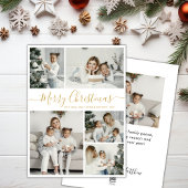 Eenvoudig wit goud 5-fotocollage kerstmis feestdagenkaart