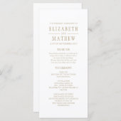 Eenvoudig wit goud elegante bruiloft programmakaart (Voorkant / Achterkant)