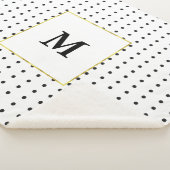 Eenvoudig wit goud en zwart monogram Polka Dots Sherpa Deken (3/4)
