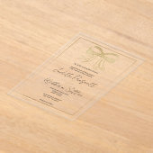 Eenvoudig wit goud glitter strik lint Trouwen Acryl Uitnodigingen (Laagn)