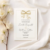 Eenvoudig wit goud glitter strik lint Trouwen Kaart