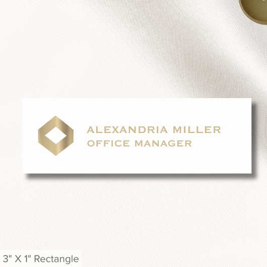 Eenvoudig Wit Goud Logo Naam Titel Naamplaatje