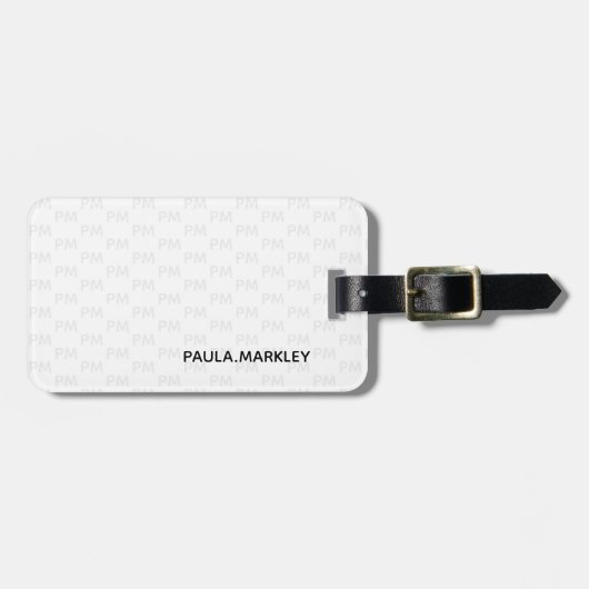 Eenvoudig wit grijs modern monogram patroon bagagelabel (Voorkant horizontaal)