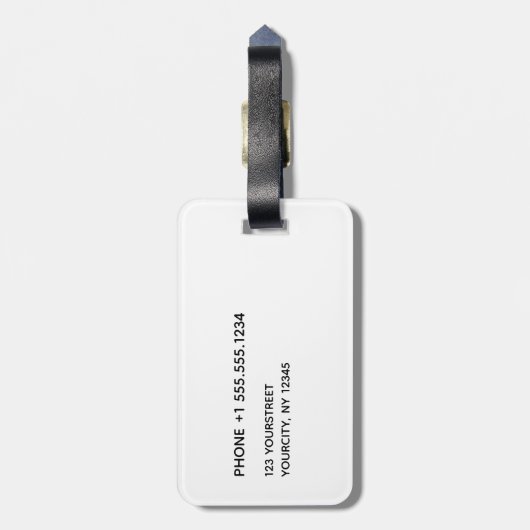 Eenvoudig wit grijs modern monogram patroon bagagelabel (Achterkant verticaal)