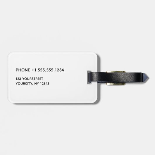 Eenvoudig wit grijs modern monogram patroon bagagelabel (Achterkant horizontaal)