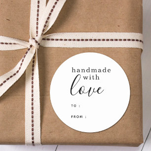 Eenvoudig Wit Handgemaakt met Liefde Ronde Sticker