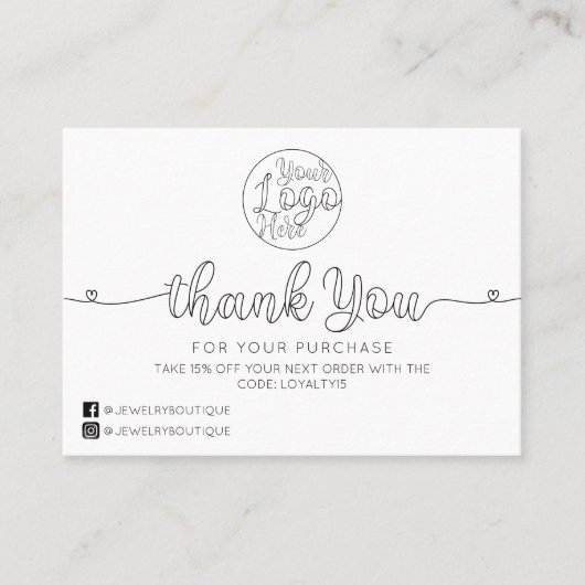 Eenvoudig wit handgeschreven harten Klant Hartelij Visitekaartje (Voorkant)