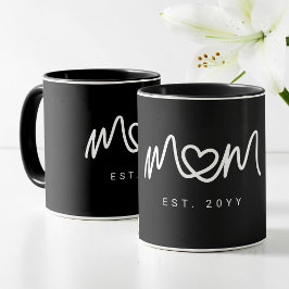 Eenvoudig Wit Hart  Schrift  Moderne Moeder Gevest Mok