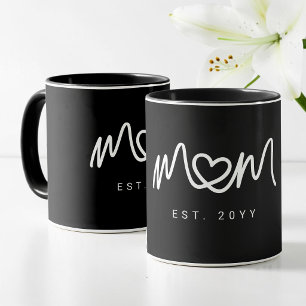 Eenvoudig Wit Hart  Schrift  Moderne Moeder Gevest Mok