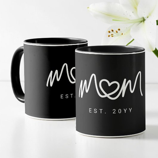 Eenvoudig Wit Hart Schrift Moderne Moeder Gevest Mok