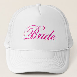 Eenvoudig wit heet roze Bride pet
