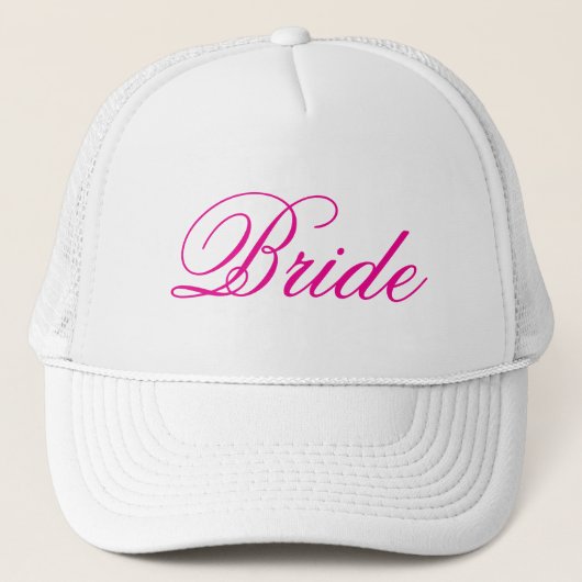 Eenvoudig wit heet roze Bride pet (Voorkant)