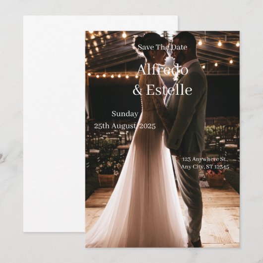 Eenvoudig wit huwelijksverhaal kaart (Voorkant / Achterkant)