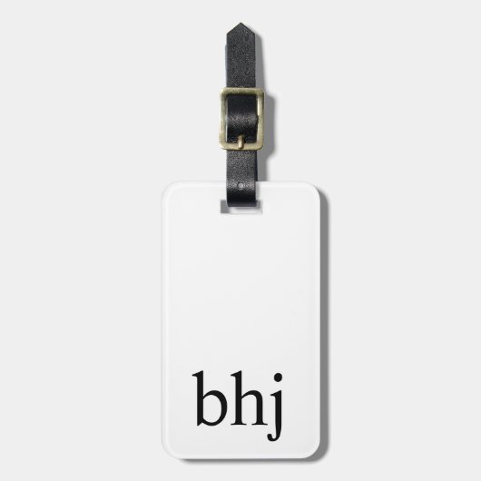 Eenvoudig wit Initiaal Monogram Bagagelabel (Voorkant verticaal)