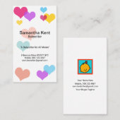 Eenvoudig wit, kleurrijk, drijvend hart, Babyzitte Visitekaartje (Voorkant / Achterkant)