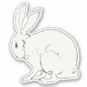 Eenvoudig wit konijn zwart omtrek Pasen Sticker (Voorkant)
