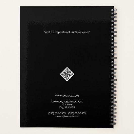 Eenvoudig wit kruis op zwart planner (Achterkant)