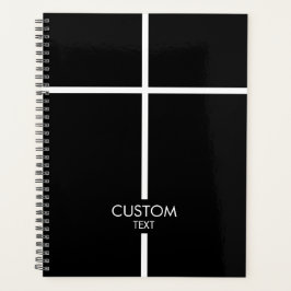 Eenvoudig wit kruis op zwart planner