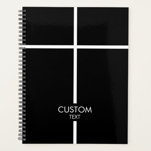 Eenvoudig wit kruis op zwart planner (Voorkant)