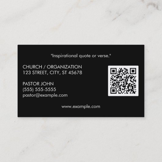 Eenvoudig wit kruis zwart visitekaartje (Achterkant)