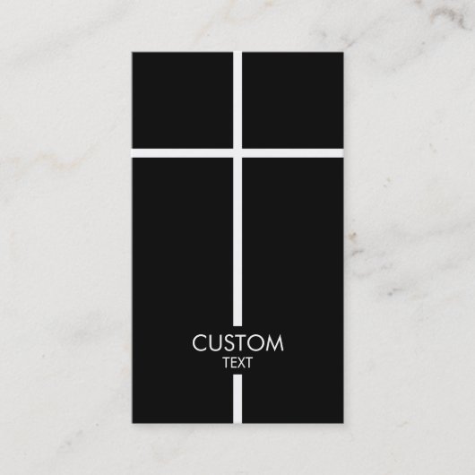 Eenvoudig wit kruis zwart visitekaartje (Voorkant)