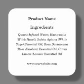 Eenvoudig wit label op maat voor productingrediënt