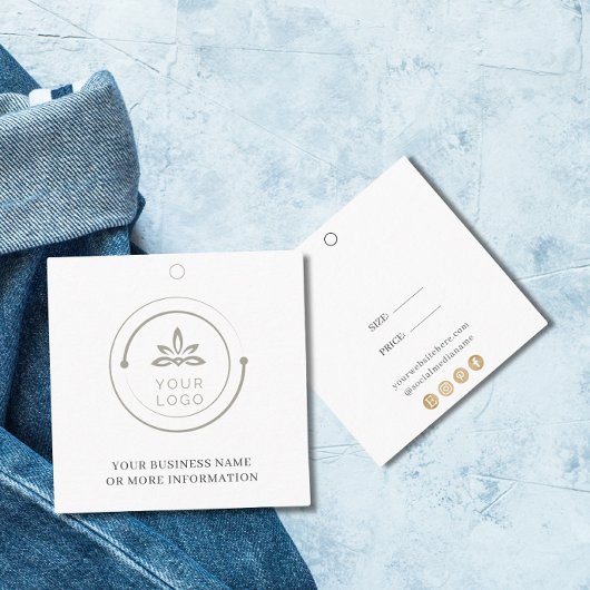 Eenvoudig, wit Logo, sociaal media met een handige Vierkante Visitekaartje