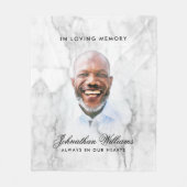 Eenvoudig wit marmer aangepaste tekst foto herdenk fleece deken (Voorkant)