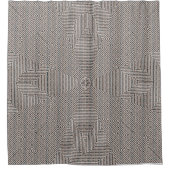 Eenvoudig, wit, met bohemen gestileerd design douchegordijn (Voorkant)