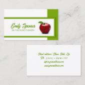 Eenvoudig wit met een rode appel voedingsdeskundig visitekaartje (Voorkant / Achterkant)