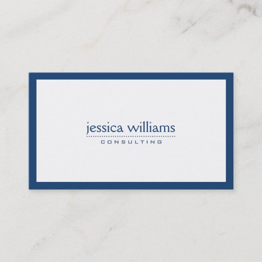 Eenvoudig wit met marineblauwe rand visitekaartje (Voorkant)