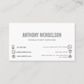 Eenvoudig wit met pictogrammen visitekaartje (Voorkant)