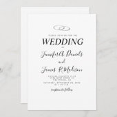 Eenvoudig Wit met Rings Wedding Kaart (Voorkant / Achterkant)