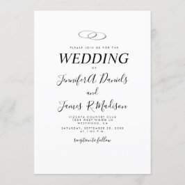 Eenvoudig Wit met Rings Wedding Kaart