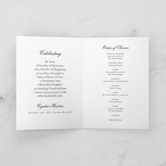 Eenvoudig wit met zwarte kalligrafie Fotobegrafeni Programma (Binnen)