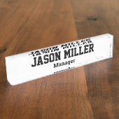 Eenvoudig wit met zwarte letters naambordje (Zijkant)