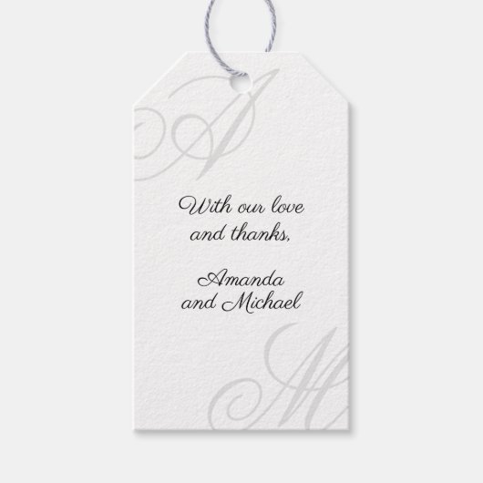 Eenvoudig Wit Minimaal Elegant Monogram Bruiloft Cadeaulabel (Voorkant)