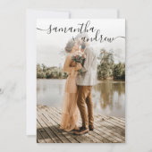 Eenvoudig wit, minimaal lettertype 5 foto's bruilo kaart (Voorkant)