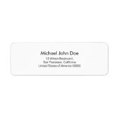 Eenvoudig wit minimalistisch adreslabel etiket (Voorkant)
