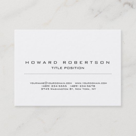 Eenvoudig wit minimalistisch leesbaar visitekaartje (Voorkant)