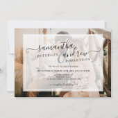 Eenvoudig wit minimalistisch script 4 foto's bruil kaart (Achterkant)