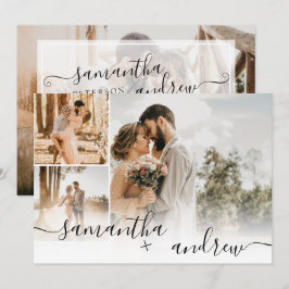 Eenvoudig wit minimalistisch script 4 foto's bruil kaart