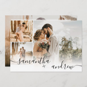 Eenvoudig wit minimalistisch script 4 foto's bruil kaart