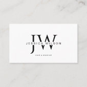 Eenvoudig Wit Modern Minimaal Monogram QR Code Visitekaartje (Voorkant)