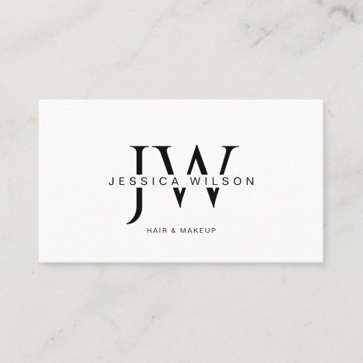 Eenvoudig Wit Modern Minimaal Monogram QR Code Visitekaartje (Voorkant)