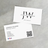 Eenvoudig Wit Modern Minimaal Monogram QR Code Visitekaartje