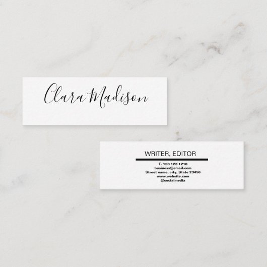 eenvoudig wit , modern , minimalistisch , klassiek contactkaartje (Voorkant / Achterkant)