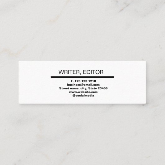 eenvoudig wit , modern , minimalistisch , klassiek contactkaartje (Achterkant)